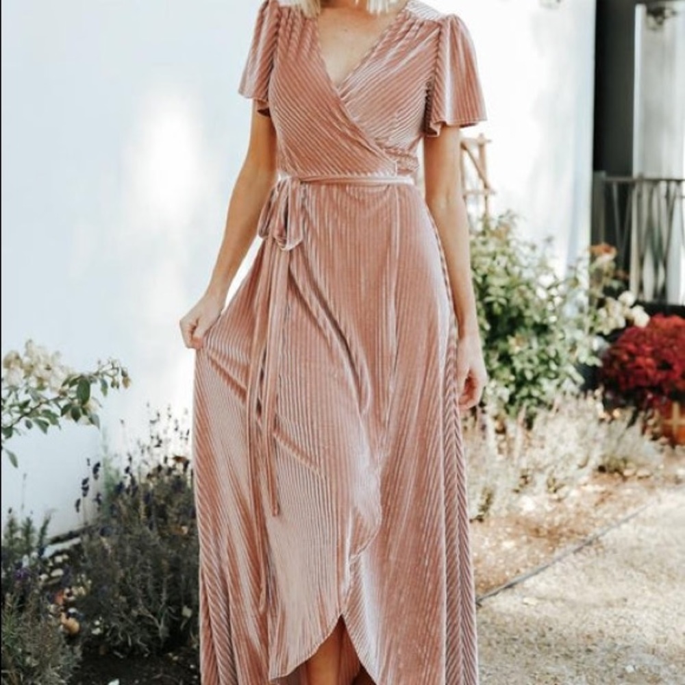 Ribbed Velvet Wrap Dress - Baltic Born